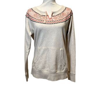 Lucky Brand Women's Tribal Native Embellished Fleece Sweatshirt Size Medium